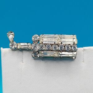 Vintage Rhinestone Perfume Bottle Brooch, 1960s Jewelry
